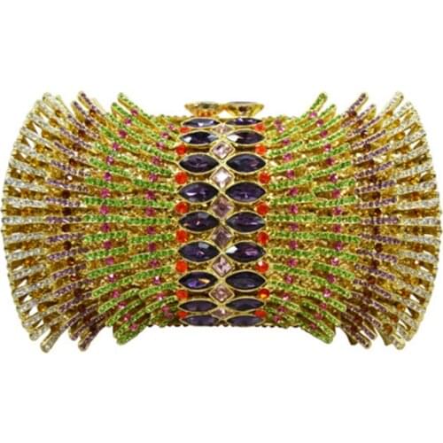 XIYUAN lady green/red evening clutch bags luxury crystal stone evening bags women party prom handbags soiree purse Bling bags