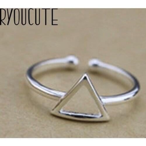 Boho Vintage Silver Color Triangle Rings for Women Lover Finger Ring Valentines Day Gifts