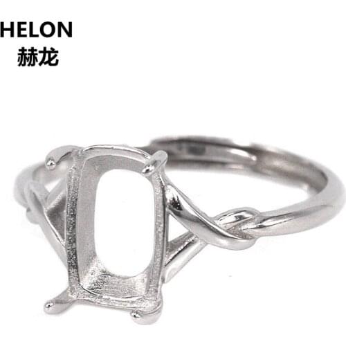 10pcs/lot Wholesale 925 Sterling Silver Women Engagement Wedding Ring 7x11mm Princess Cabochon Semi Mount Ring Fine Jewelry