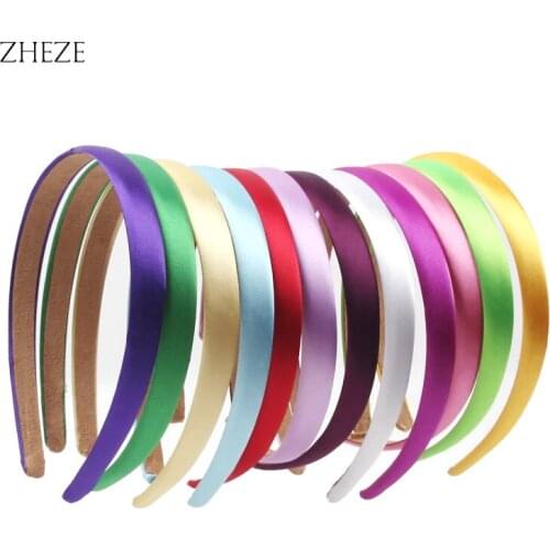 20Pcs Popular 15mm Solid Colors Satin Headwear Lady Daily Hairband Girl Hot Ribbon Headband Hair Accessories For Women Wholesale