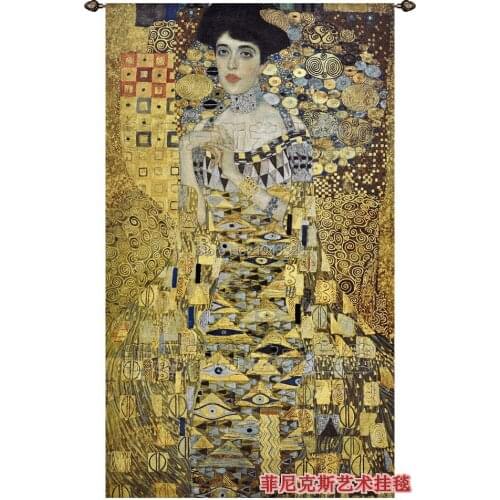 140X 242cm Austria Gustav Klimt - Adele Spun gold woven and handmade jacquard Decorative textile art tapestry wall hanging PT-42