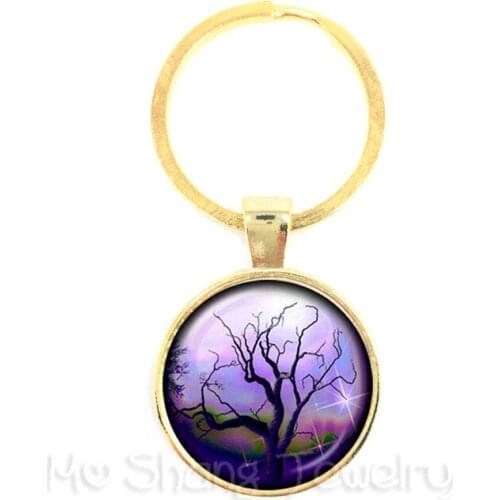 15 Style Tree of Life Time Gem Glass Cabochon Keychain Key Holder Car Accessories For Men Women Jewelry Gift Wholesale