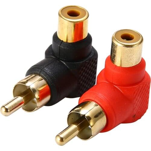 5pcs/set 90 Degree Right Angle Jack Plug Audio Adaptor RCA Male to RCA Female Audio Jack Stereo Connector Adapter