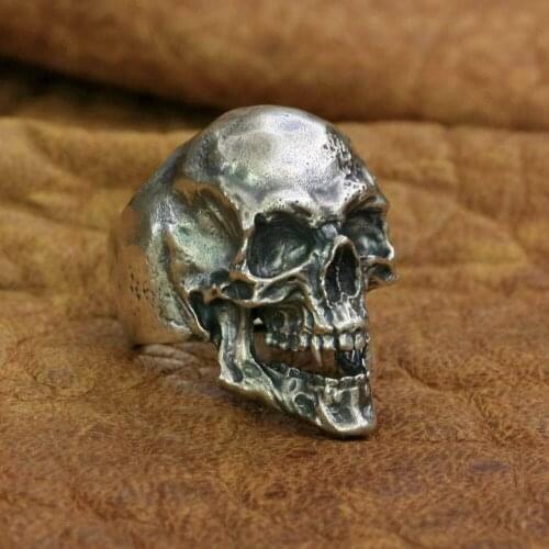 925 Sterling Silver Sharp Teeth Skull Ring Mens Biker Punk Ring TA209 US Size 7~15