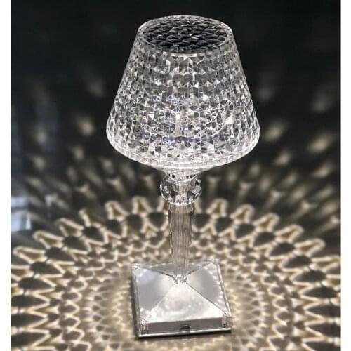 Acrylic Diamond Cordless Table Lamp for Restaurant Led Rechargeable Desk Lamps Bar Bedroom Hotel Home Decoration Night Light