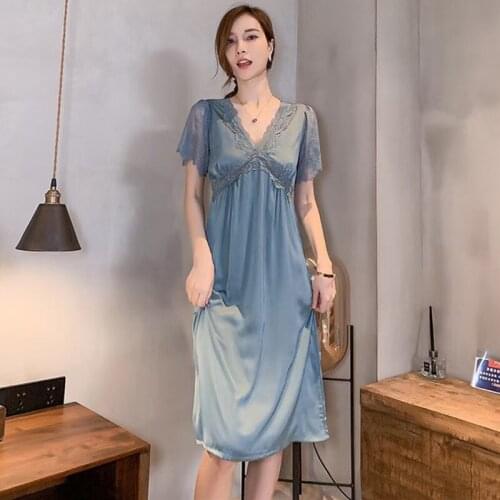 Женские ночные сорочки с рукавами DerDerBiu China At AliExpress