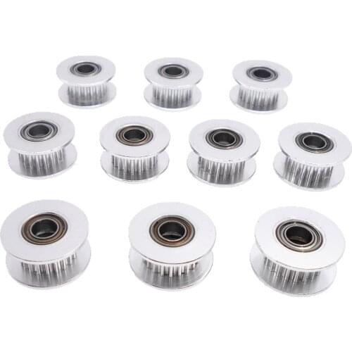 DuoWeiSi 3D Printer Parts 10pcs 20T Bore diameter 5mm GT2 Timing Belt Pulley With Bearing For 3D Printer