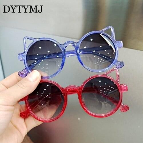 DYTYMJ Cute Cat Ears Children Sunglasses 2021 Fashion Personality Sunglasses Kids Anti-ultraviolet Baby Glasses Trend Girls Boys