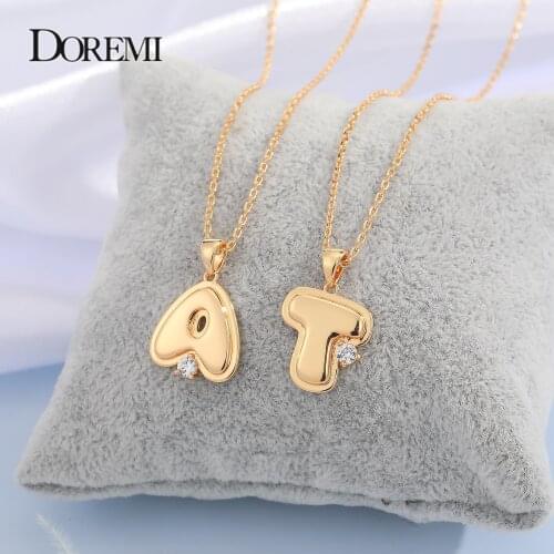 DOREMI 26 English Letter Necklace Womens 2021 New Bohemia Style Colored Necklace Copper Plated Gold Clavicle Chain for Girls