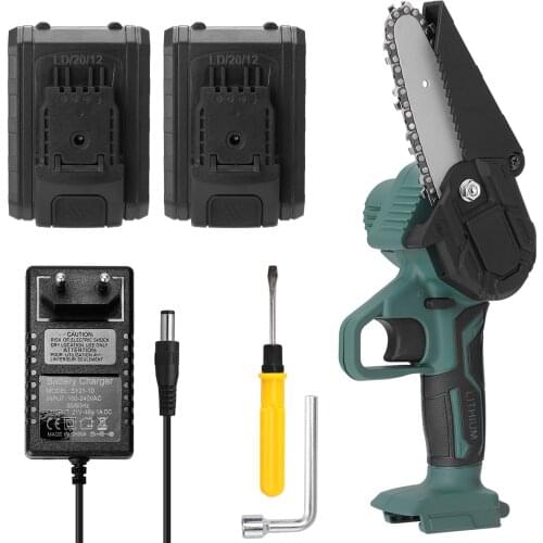 21V Mini Electric Pruning Chainaw Rechargeable Wood Spliting Chainsaw Saw One-handed Woodworking Power Tool for Garden Orchard