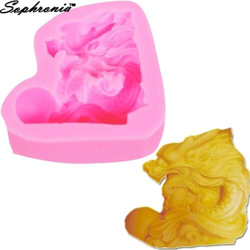 Sophronia M494 Dragon Icing Silicone Mold Gumpaste Chocolate Clay Candy Sugarcraft Fondant Cake Decorating Tools 7*6.3*2.7CM