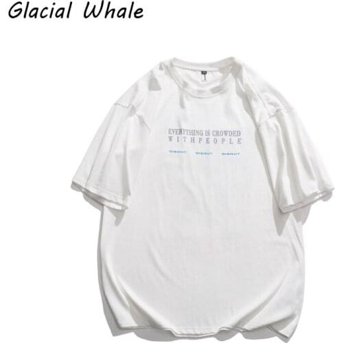 GlacialWhale Oversized T-Shirt Men 2021 Summer Casual T-Shirts Harajuku 100% Cotton Tshirt Male Streetwear White T Shirt For Men