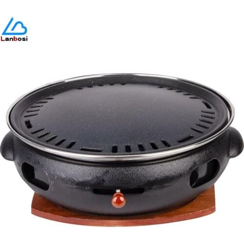 Korean-Style Charcoal Barbecue Grill Household Smokeless Barbecue Grill Cast iron Carbon Fire Round Barbecue Utensils