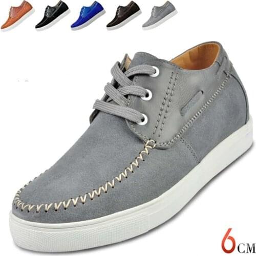 Hot Sale Men Fashion Casual Leather Height Increasing Sneakers For Color Brown/Gray/Yellow/Black/Blue