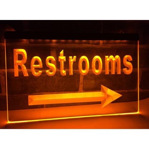 LN049b- Restrooms Toilet Arrow right LED Neon Light Sign