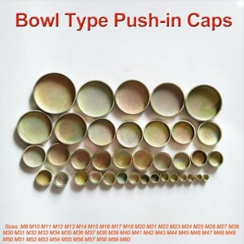 Metal Sealing Push-in Caps For Car Truck Tractor Engine Water Plug Thicken Bowl Type Expansion Plug Sealing Washer M8~M60