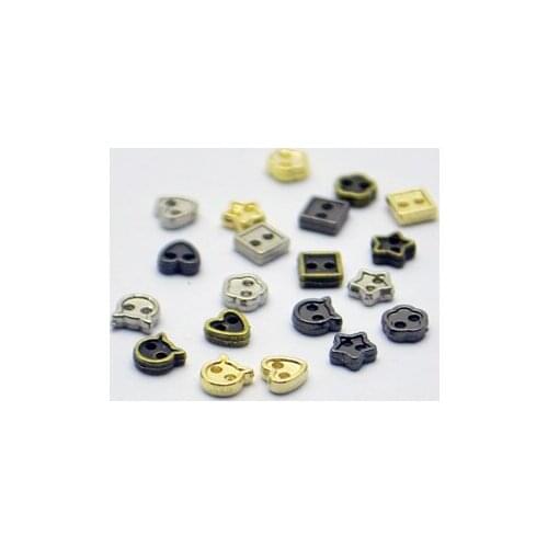 Mini buttons 100pcs 4mm mixed color shape bread buttons doll buttons for diy sewing craft gold silver bronze gun color button