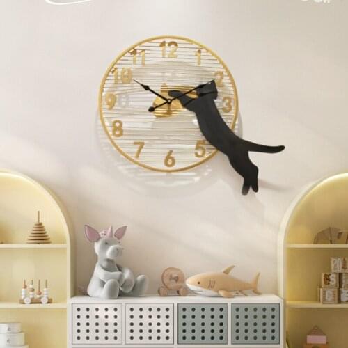 Modern Contracted Cat Decorative Wall Clock Modern Design Creative Clock Living Room Decoration Household Mute The Clocks