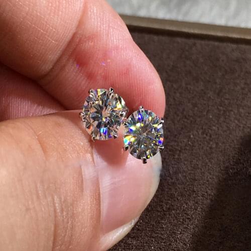 Fashion white zircon 4-claw earring for Ladies wedding engagement party earring jewelry gift for Size of 4m 5m 6m 7m