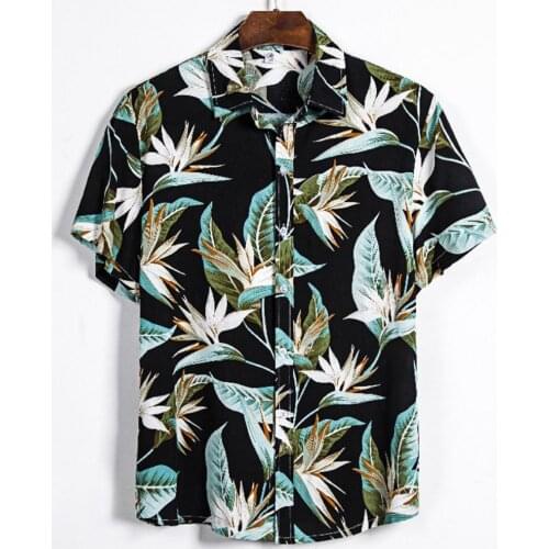 2021 Mens Shirts Floral Print All Match Summer Short Sleeve Lapel Top for Loose Beach Casual Blouses Tops Hawaiian Camicias
