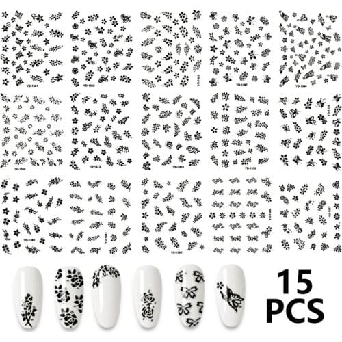 30 Sheets set 3D Nail Sticker Transparent Bottom Flower Leaf butterfly Series DIY Nail Sticker Decoration