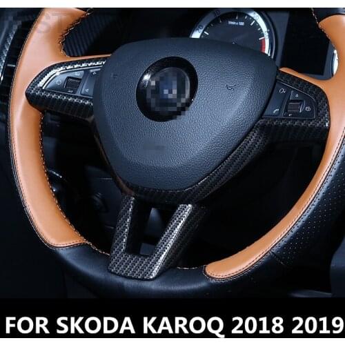 For SKODA KAROQ 2018 2019 1pc ABS Chrome Car Accessories car stickers Steering Wheel U-Shaped Decoration Cover Sequins