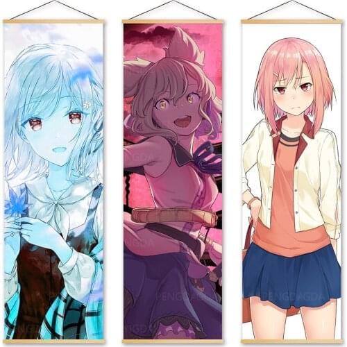 Canvas Print Rem Solid Wood Wall Art Modern Japanese Anime Character Home Decoration Hang Painting Scroll Picture Living Room