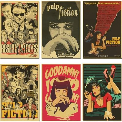 Quentin Tarantino CLASSIC MOVIE PULP FICTION Retro Poster Vintage poster Wall Decor For Home Bar Cafe