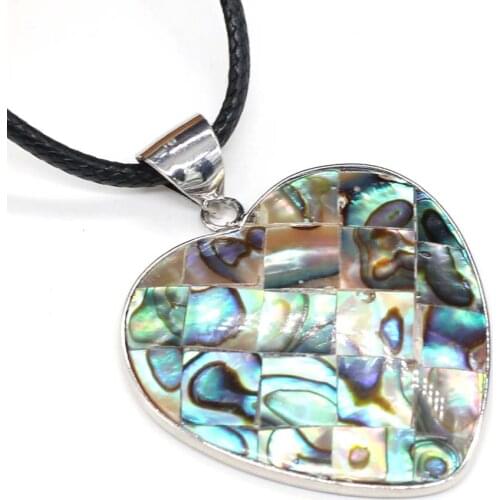 Natural Abalone Reiki Heal Heart Shape Necklace Freshwater Shell Pendants for Women Trendy Necklace Party Jewelry Gifts