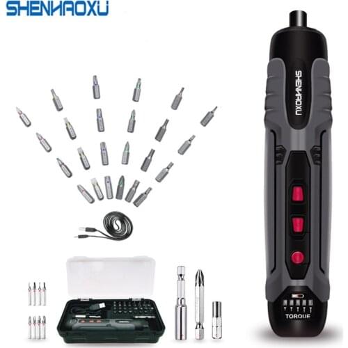 4V Mini Cordless Electric Screwdriver Set Smart Electric Screwdrivers USB Rechargeable Handle With 34 Bit Set Drill LED Light