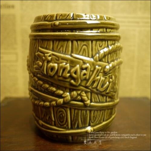 New Arrival Oak Barrel American Bar Furnishing Articles Tiki Cup Hawaii Home Decoration Ceramic Cocktail Mug Creative Cup