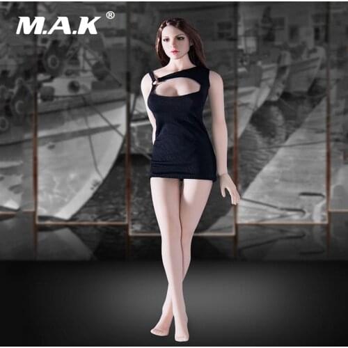 1/6 Scale Sexy Black Dress Skirt Clothes for Large Mid Bust Female Action Figures