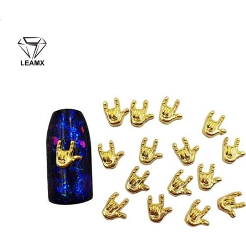 50 PCS/bag Nail Decoration Sticker 3D I Love You Gesture Shiny Manicure Charm Alloy Nails Charms Diamonds For Manicure Decor