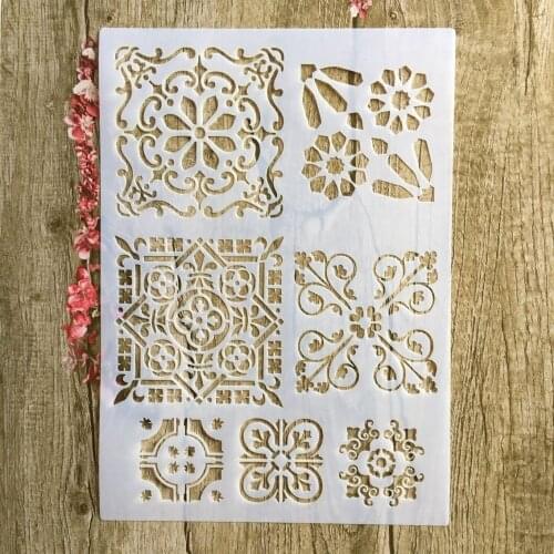 A4 29 * 21cm Vintage floral pattern DIY Stencils Wall Painting Scrapbook Coloring Embossing Album Decorative Paper Card Template