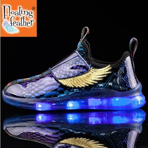 Children Shoes With Light Boys&Girls Casual LED Shoes For Kids USB Charging LED Light Up 3 Colors Wing Kids Shoes