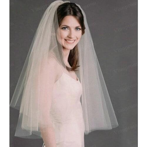 Top Sale short bridal wedding veils two layer 75cm comb white Ivory veil for wedding party tulle veil