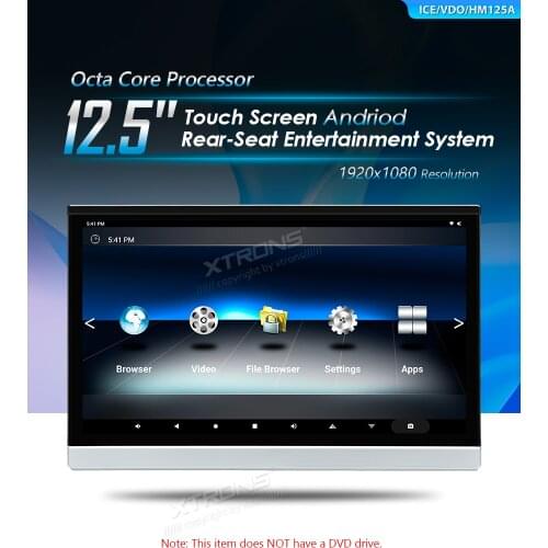 XTRONS 12.5'' Android 9.0 Octa Core Touch Screen Portable Car Headrest Multimedia Player HDMI Input Speaker support 1080P Video