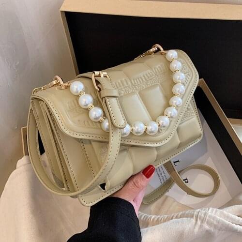 High Quality Women Small Pu Leather Handbags Pearl Handle Shoulder Bags Designer Ladies Crossbody Bags for Women Messenger Bag