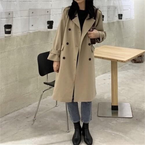 Windbreaker womens spring 2021 new Korean versatile loose British style long small temperament coat