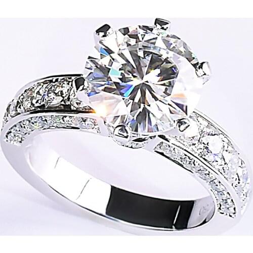 925 Sterling Silver Ring Women Cute Romantic Luxury Exquisite Elegant Six Prong Setting Diamond Jewelry Engagement Wedding Party