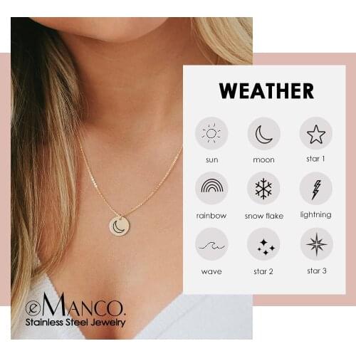 EManco Cute Star Necklace women Minimalist Engrave Personalized Necklace Female 316L Stainless Steel Necklace for women