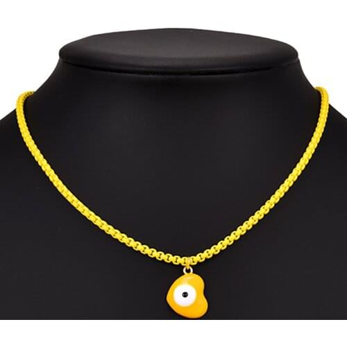 ZHINI New Elegance Cute Heart Pendant Necklaces for Women Fashion Colorful Chain Handmade Choker Necklace Wedding Jewelry Gift