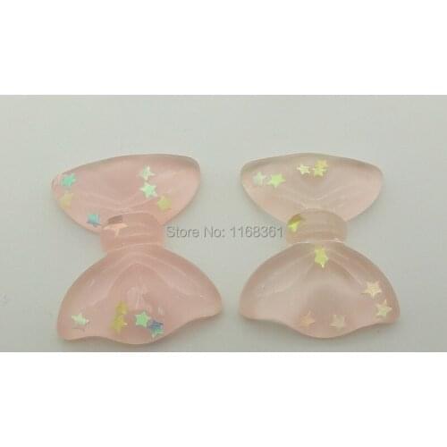 1pcs/lot resin flat back hot pink color pentagram star bow 34mm Scrapbook Embellishment DIY Phone Decoration C402-9