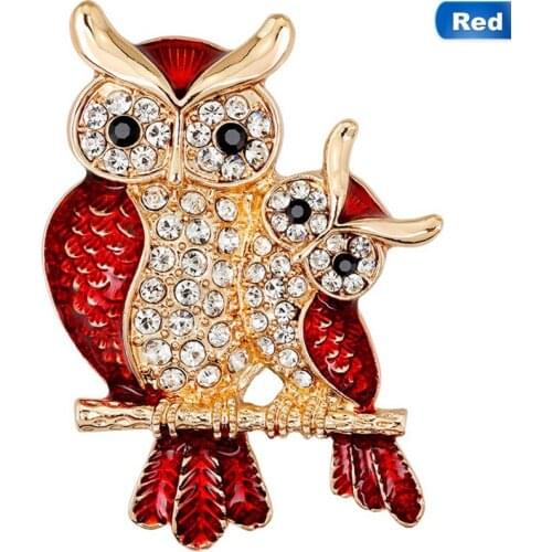 1PCS Fashion Two Owl Brooch Jewelry Cute Animal Hijab Accessory Statement Brown Enamel Scarf Pins Jewelry Mens Vintage Broches