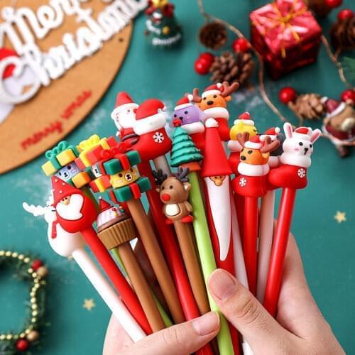4 PCS Students Pen Cute Cartoon Christmas Series Neutral Pen Creative Black Pen for Christmas Gel Pen Cute Stationary Wholesale