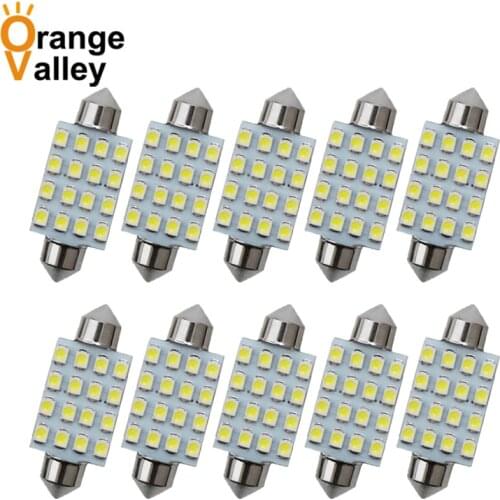 10Pcs Festoon C5W 16 SMD LED 31mm 36mm 39mm 41mm 1210 3528 Car Interior Lighting Reading Lights Dome Light DC 12V