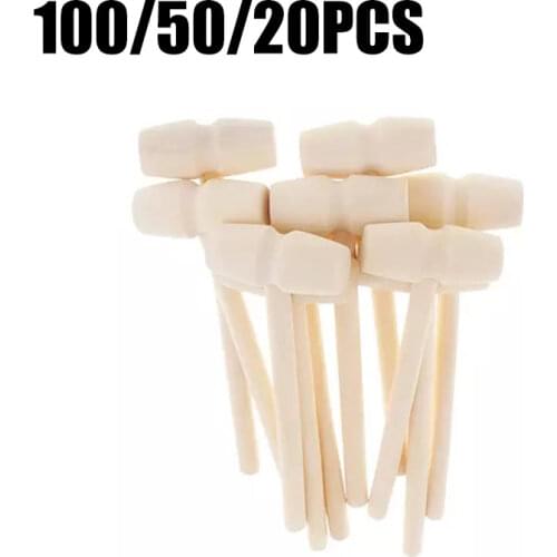20/50/100PCS Mini Wooden Gavel Children Anti-Fall Toy Wooden Hammer Mallet 14x4.5cm DIY Painting Crafts Baby 3D Baking Tool