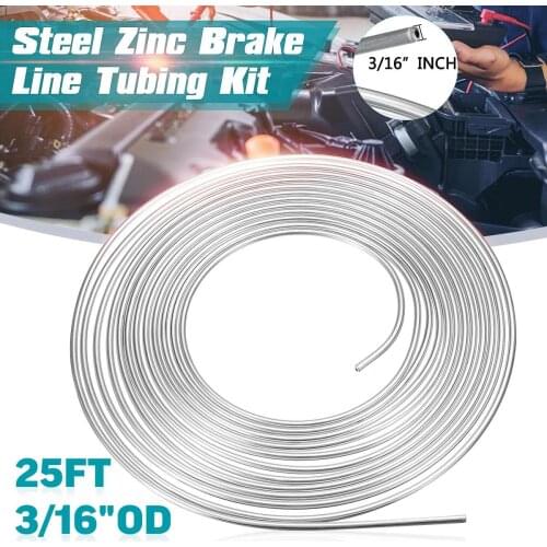 25Ft Coil Roll of 3/16"OD Silver Steel Zinc Brake Transmission Line Fuel Tubing Car Replacement Accessories