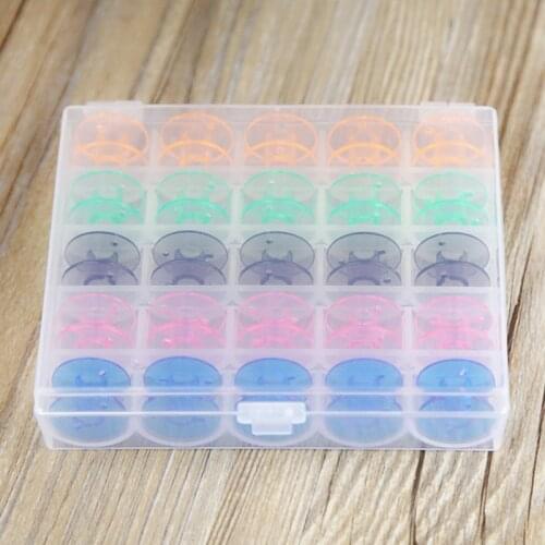 25Pcs/Set Empty Bobbins Sewing Machine Spools Colorful Plastic Case Storage Box Needlework Tool Sewing Tools Sewing Accessories