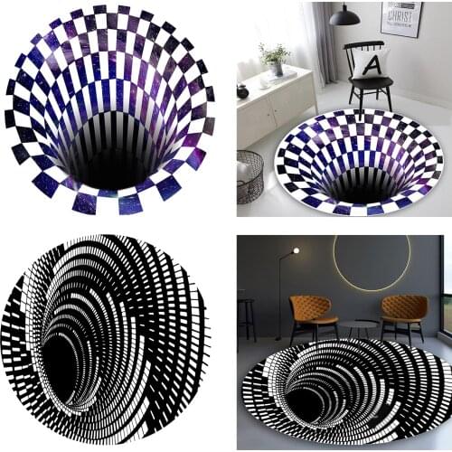 3D Printed Round Illusion Anti-slip Living room Rug Carpet Floor Mat